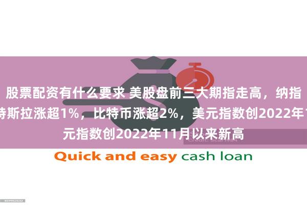 股票配资有什么要求 美股盘前三大期指走高，纳指期货涨1%，特斯拉涨超1%，比特币涨超2%，美元指数创2022年11月以来新高